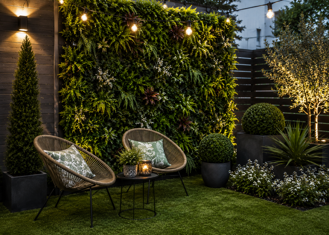 6 maneras de crear un rincón chill out perfecto con bolas artificiales de exterior